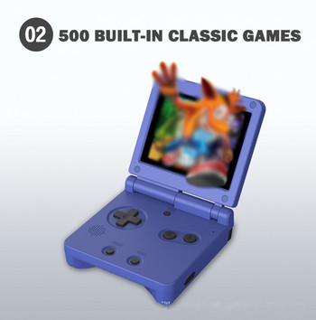 Ενσωματωμένη κονσόλα παιχνιδιών χειρός 2,4 ιντσών HD Screen Flip Ενσωματωμένη 500 κλασικά παιχνίδια Προσομοιωτές κονσόλας παιχνιδιών Ρετρό PS1 Kids Gift AV Έξοδος