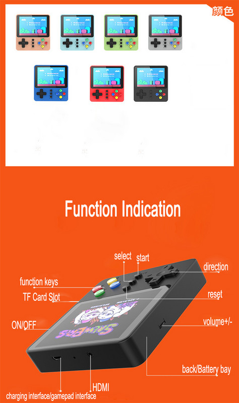 Nova retro ručna konzola za videoigre, 3-inčni LCD zaslon u boji, prijenosni mini 8-bitni player s 500 igrica, rođendanski darovi