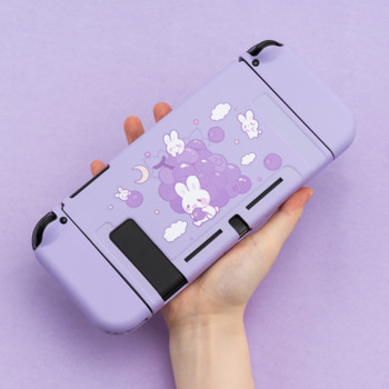 Cute Purple Pink Cat Bunny Soft TPU Skin Protective Case за Nintendo Switch NS Console Joy-Con Controller Housing Shell Cover