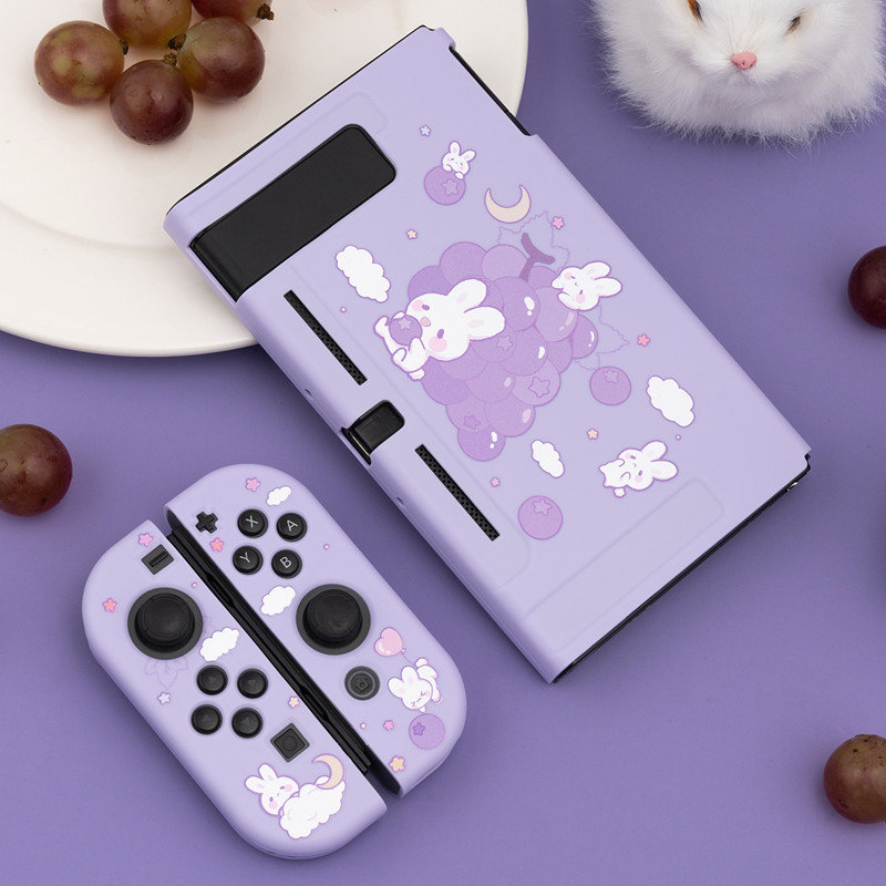 Armas lillakas roosa kassijänku pehme TPU naha kaitseümbris Nintendo Switch NS konsooli Joy-Con kontrolleri korpuse korpuse kate jaoks