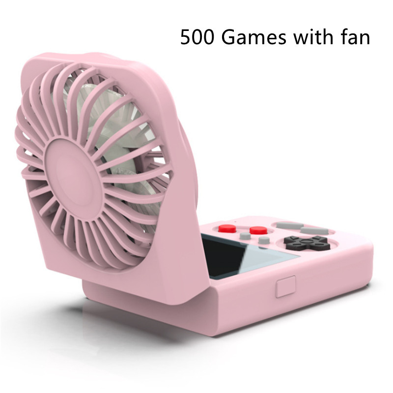 Consolă de jocuri retro pliabilă portabilă cu ventilator USB încorporat Joc FC 500 în 1 Jucători portabili de jocuri video pe 8 biți Afișaj color