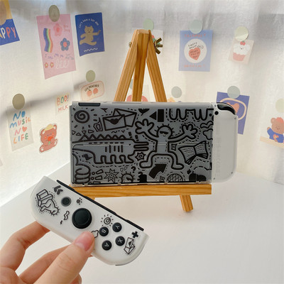 Jauks multfilmu grafiti spēļu konsoles aizsargmaciņš Nintendo Switch OLED mīksts silikona aizsargvāciņš slēdžu piederumiem