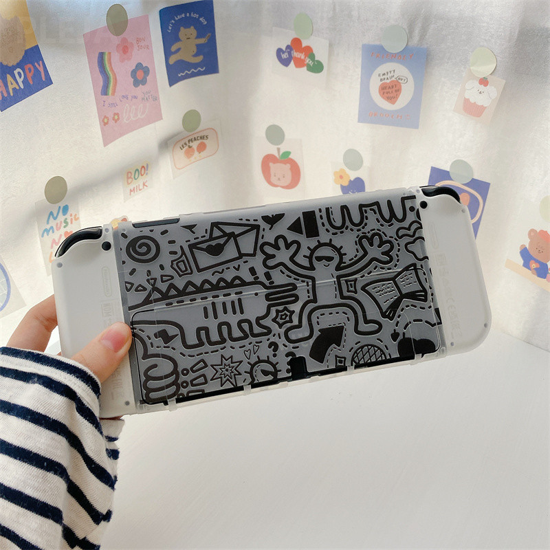 Zaštitna torbica za igračku konzolu sa slatkim crtanim grafitima za Nintendo Switch OLED mekana silikonska zaštitna maska za dodatke za prekidače