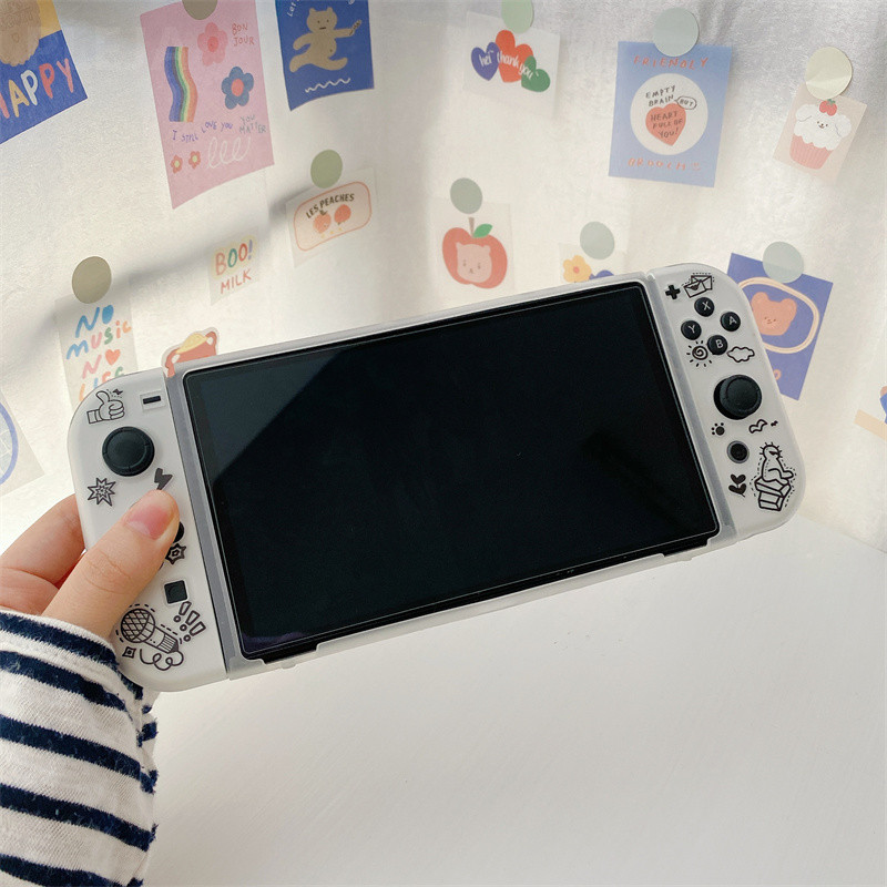 Zaštitna torbica za igračku konzolu sa slatkim crtanim grafitima za Nintendo Switch OLED mekana silikonska zaštitna maska za dodatke za prekidače