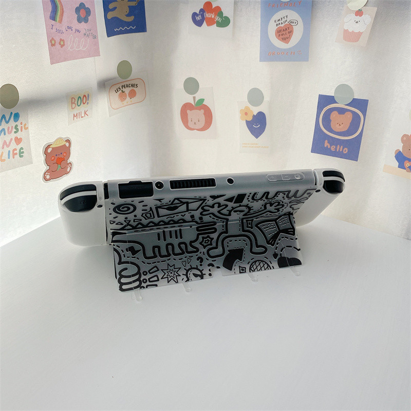 Zaštitna torbica za igračku konzolu sa slatkim crtanim grafitima za Nintendo Switch OLED mekana silikonska zaštitna maska za dodatke za prekidače