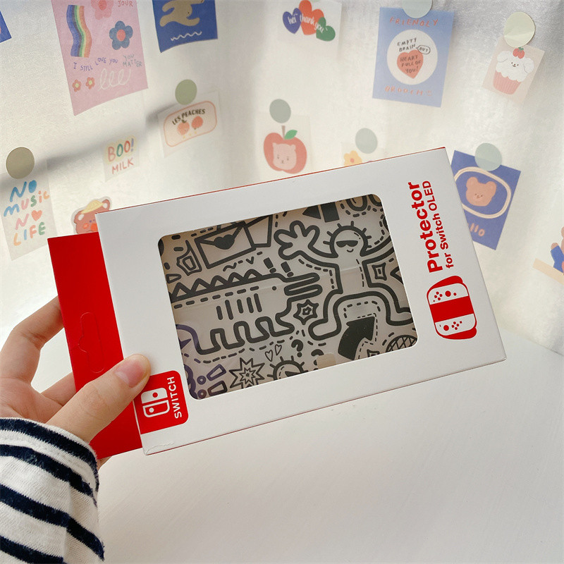 Zaštitna torbica za igračku konzolu sa slatkim crtanim grafitima za Nintendo Switch OLED mekana silikonska zaštitna maska za dodatke za prekidače