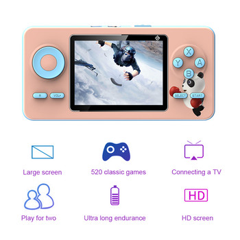 Конзола за видеоигри S5 Преносим ръчен плейър за единична/двойна игра 4K HD екран Вградени 520 игри за деца Подарък