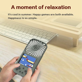 Мини вентилатор 2,8 инча джобна ретро ръчна игрова конзола преносим 500 в 1 игри плейър домашен офис охладител за въздух на открито забавни игри