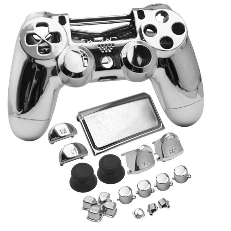 PS4 Pro Full Housing Shell pogas Pārsegs Pārklājums Chrome korpuss PlayStation 4 Pro 4.0 Slim v2 Controller JDS040 JDM040 remonts