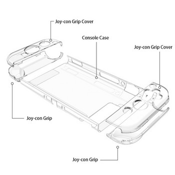 Για Nintendo Nintend Switch NS Αποσπώμενη κρυστάλλινη διαφανής θήκη για υπολογιστή Hard Clear Back Cover Shell Ultra Thin Bag