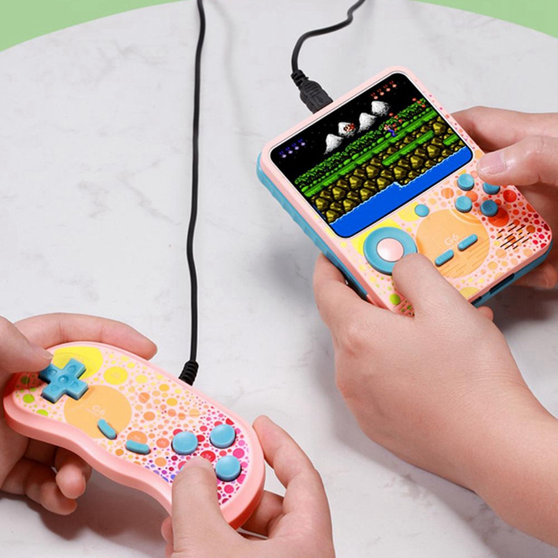 G6 Retro videojáték-konzol kézi játéklejátszó 3,5 hüvelykes képernyő, beépített 666 játékok, kétszemélyes módú játékvezérlő