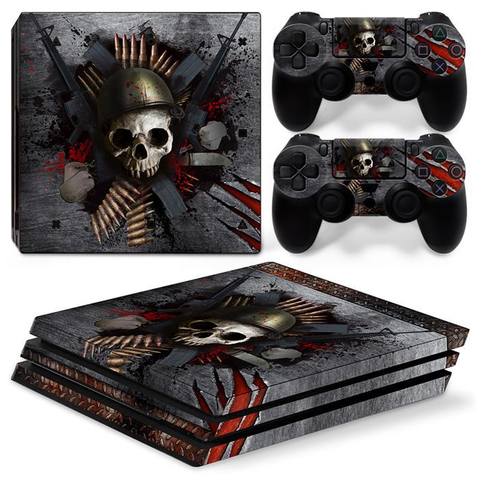 PS4 Pro konzolhoz és 2 vezérlőhöz Skin Sticker PS4 Death Design védőmatrica borító teljes készlet