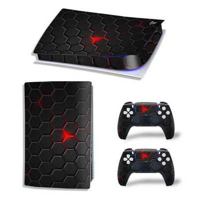 PS5 Digital Edition konzolhoz és 2 vezérlőhöz Skin Sticker Geometric Lattice Protective Decal Cover teljes készlet