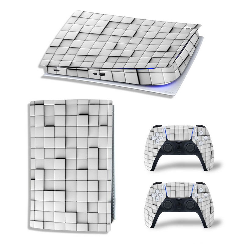 PS5 Digital Edition konzolhoz és 2 vezérlőhöz Skin Sticker Geometric Lattice Protective Decal Cover teljes készlet