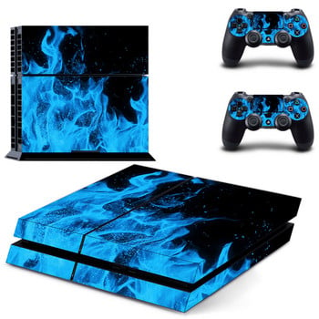 Αυτοκόλλητο Blue Fire Skin Sticker PS4 για κονσόλα Sony PlayStation 4 και 2 Controller Skin PS4 Sticker αξεσουάρ βινυλίου