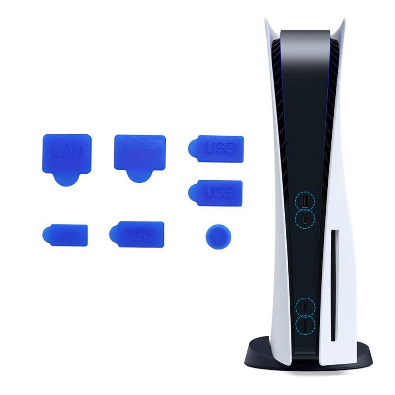 7PCS komplet silikonskih čepova za prašinu, USB sučelje, poklopac za zaštitu od prašine, poklopac za PS5, dodatak za igraće konzole za Playstation 5