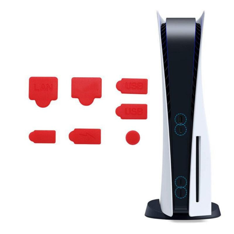 7PCS komplet silikonskih čepova za prašinu, USB sučelje, poklopac za zaštitu od prašine, poklopac za PS5, dodatak za igraće konzole za Playstation 5