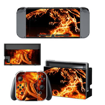 Κόκκινο μπλε Fire Flame Skin Αυτοκόλλητο Vinyl Decal για Nintend Switch NS NX Κονσόλα και αξεσουάρ παιχνιδιών Joy-con