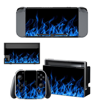 Червен син огнен пламък Стилен винилов стикер за кожата за Nintend Switch NS NX конзола и аксесоари за игри Joy-con