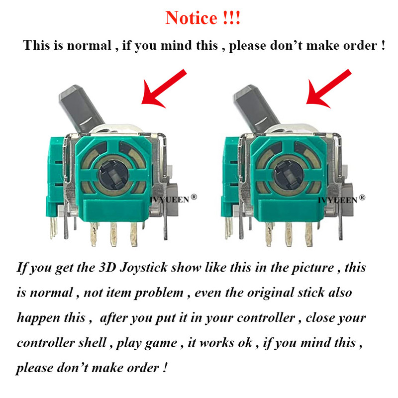 IVYUEEN 2 PCS 3D analoginiai vairasvirtės lazdelės jutiklio modulio potenciometrai ir „ThumbStick“ rankenos, skirtos „Microsoft XBox One SX“ valdikliui