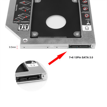 Μονάδα σκληρού δίσκου Προσαρμογέας 9,5 mm 12,7 mm από αλουμίνιο 2ος δεύτερος σκληρός δίσκος Caddy SATA 3.0 για 2,5 ιντσών SSD DVD CD-ROM