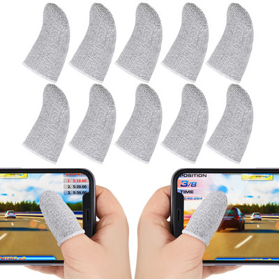 Mobilo spēļu kontroliera pirkstu uzmavu komplekti, pret svīšanu elpojošs skārienekrāna pirkstu uzmava priekš PUBG/Mobile Legends/Knives Out*10