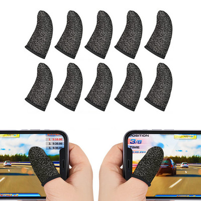 Mobilo spēļu kontroliera pirkstu uzmavu komplekti, pret svīšanu elpojošs skārienekrāna pirkstu uzmava priekš PUBG/Mobile Legends/Knives Out*10