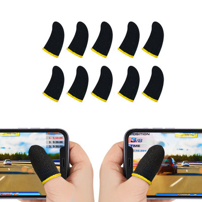 Mobilo spēļu kontroliera pirkstu uzmavu komplekti, pret svīšanu elpojošs skārienekrāna pirkstu uzmava priekš PUBG/Mobile Legends/Knives Out*10