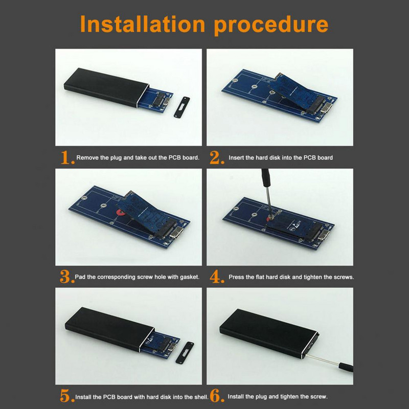 Kõvaketta ümbris USB3.0 2.0 kuni M.2 NGFF kiire alumiiniumsulamist M.2 SSD mobiilne kõvakettakarp välise kõvaketta ümbris 6 GB/S