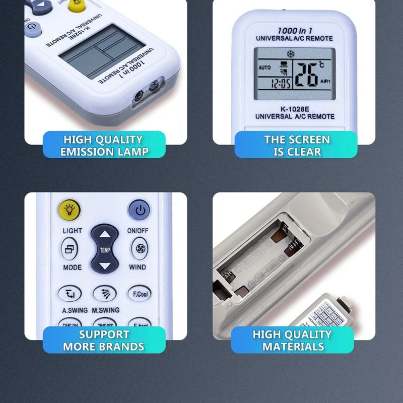 1000 az 1-ben univerzális vezeték nélküli távirányító K 1028E AC digitális LCD energiafogyasztás levegő légkondicionáló távirányító légkondicionálóhoz