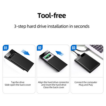 Κιβώτιο σκληρού δίσκου φορητών 2,5 ιντσών 5 Gbps USB 3.0 σε SATA Θήκη σκληρού δίσκου Θήκη Plug and Play Εξωτερικό περίβλημα σκληρού δίσκου για SSD και HDD