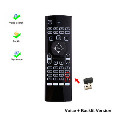 2.4G MX3 Air Mouse Intelligens hangos távirányító RF vezeték nélküli billentyűzet háttérvilágítású IR tanuló egér Android TV BOX full HD H.265 készülékhez