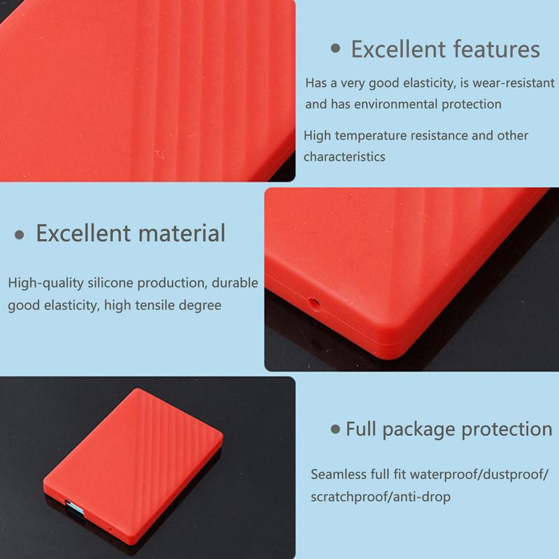 Carcasă din silicon pentru hard disk mobil, ultra moale, rezistentă la șocuri, capac de protecție elastică pentru hard disk, cu tăiere de înaltă precizie.