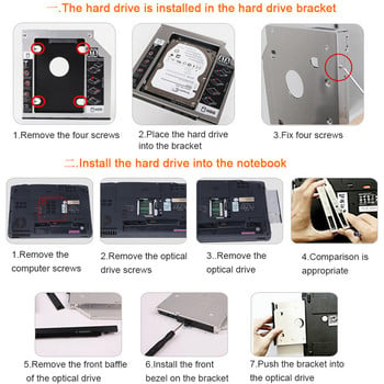 Универсален алуминиев 2-ри HDD Caddy 9.5 12.7 mm SATA 3.0 Кутия за твърд диск Optibay Enclosure 2.5\