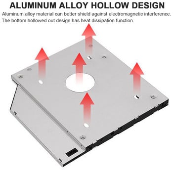 Universal Aluminium 2nd HDD Caddy 9.5 12.7mm SATA 3.0 Hard Disk Drive Box Optibay Περίβλημα 2.5\