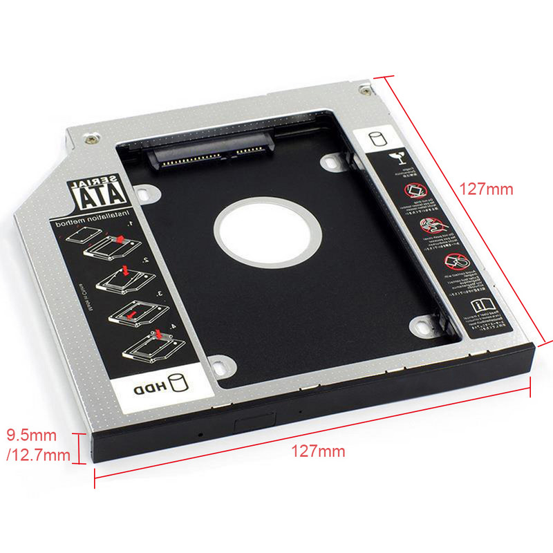 Univerzalni aluminijski 2. HDD Caddy 9.5 12.7 mm SATA 3.0 Kutija za tvrdi disk Optibay kućište 2.5" SSD kućište za prijenosno računalo DVD-ROM