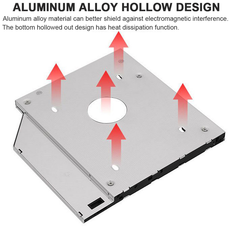 Univerzalni aluminijski 2. HDD Caddy 9.5 12.7 mm SATA 3.0 Kutija za tvrdi disk Optibay kućište 2.5" SSD kućište za prijenosno računalo DVD-ROM