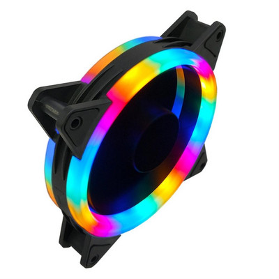 Компютърен вентилатор 120 mm 4pin Rgb корпус Охлаждащ вентилатор Цветен синьо-червено-бял флуиден лагер Led охладител Вентилатор Радиатор Радиатор Аксесоари