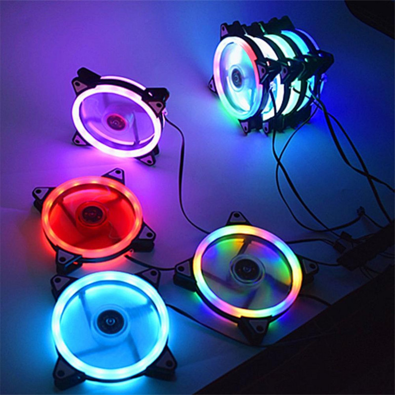 Datora ventilators 120 mm 4 pin Rgb korpuss dzesēšanas ventilators Krāsains zili-sarkans-balts šķidruma gultnis Led dzesētāja ventilators radiatora radiatora radiatora piederumi