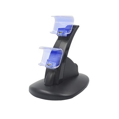 Divkāršs USB ps 4 uzlādes statīva statīvs, PS4 kontroliera lādētāja dokstacijas gaismas diode Sony Playstation 4 PS4 / PS4 Pro plānajam kontrolierim