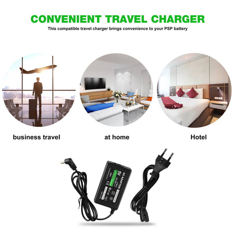 PSP lādētājs, maiņstrāvas adaptera sienas lādētājs, kas saderīgs ar Sony PSP-110 PSP-1001 PSP 1000 / PSP Slim & Lite 2000 / PSP 3000 nomaiņa