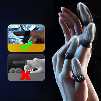 2 бр. Ръкавици за върховете на пръстите за мобилни игри, устойчиви на изпотяване, противоплъзгащ се сензорен екран, ръкав за пръсти, дишащ капак за върха на пръстите за игри за геймър