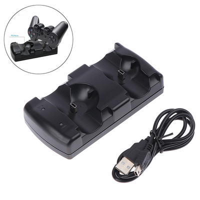 Kiváló minőségű USB kettős töltőállomás Sony PS3 vezérlőhöz Joystick Powered Charging Dock Gampad Mozgás Navigáció