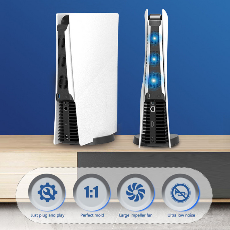 Dzesēšanas statīvs PS5 kontrolierim spēļu konsoles dzesētāja ventilatora radiatoriem vertikālā turētāja kronšteins Play Station 5 piederumiem