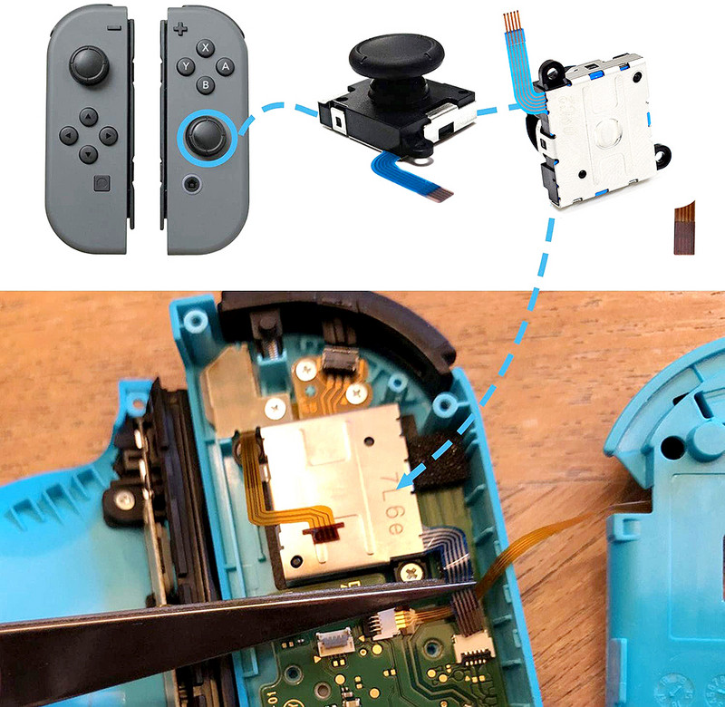 Eredeti 3D analóg joystick joypad csere bal/jobb javítókészlet hüvelykujj érzékelő 4 „Y” csavarral Nintendo Switchhez