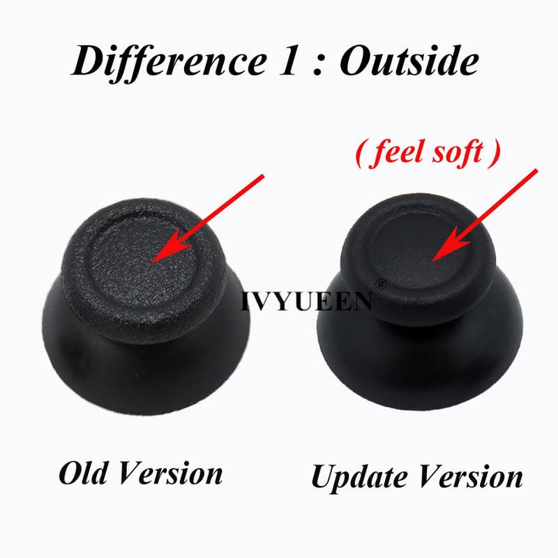 6 buc. Stick analog negru + autocolant cu bară luminoasă cu LED-uri pentru Sony Playstation 4 PS4 Slim Pro Stick pentru controler pentru jocul Dualshock 4