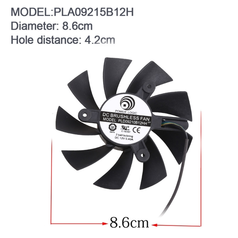 PLA09215B12H 4Pin 12V 0.4A Cooler Ventilator Placă grafică Ventilator VGA de răcire pentru GTX1060