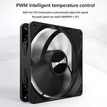 TEUCER 120mm вентилатор 12V Компютър CPU Cooler Fan 4-wire 4pin PWM Голям въздушен обем Безшумен охлаждащ вентилатор