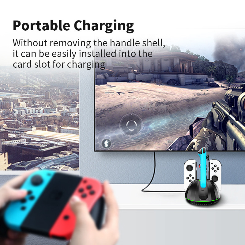 4 az 1-ben töltőállomás kapcsolóhoz OLED JoyCon Controller fogantyús töltő gyorstöltő alap Nintendo Switch tartozékokhoz