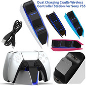 Punjač s dva kontrolera za Sony PS5 USB Type-C postolje za punjenje Dock Station Bežični punjač za joystick za Sony PS5 Dodaci